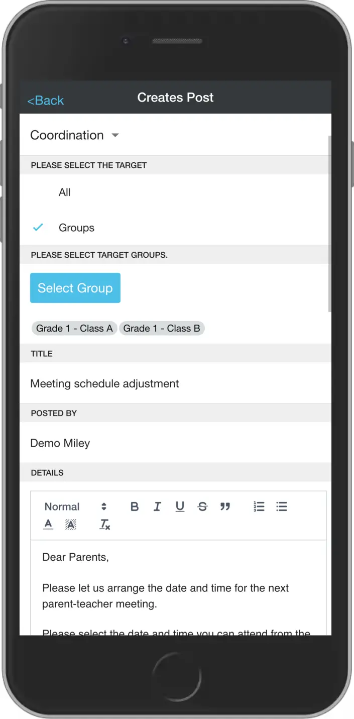 Adjust create screen 1