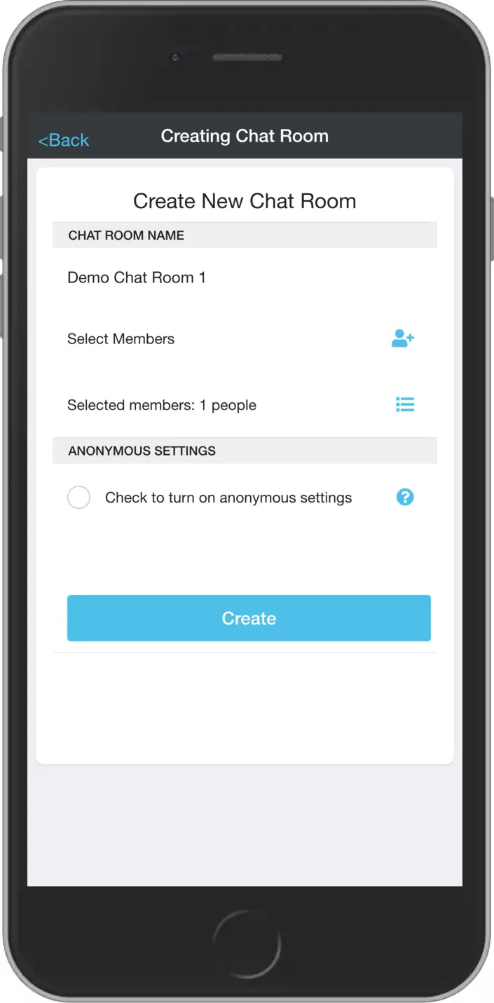 Chat room create screen 2