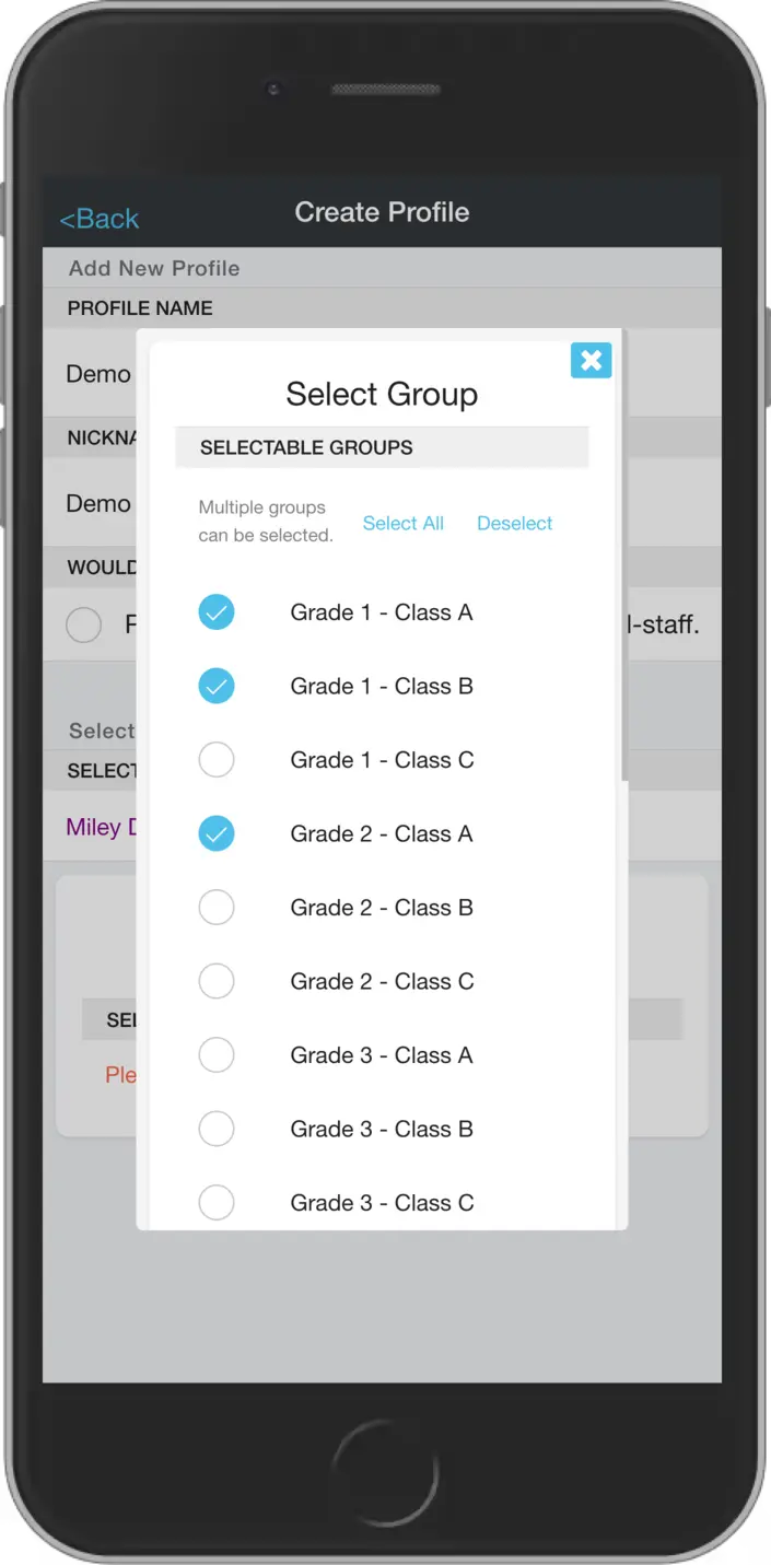 Account registration - group selection screen 3