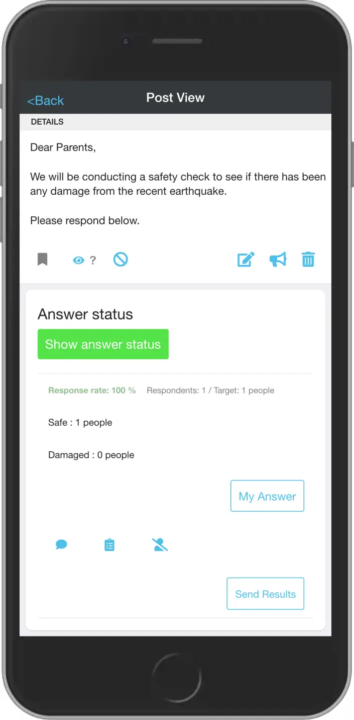 Safety check results view