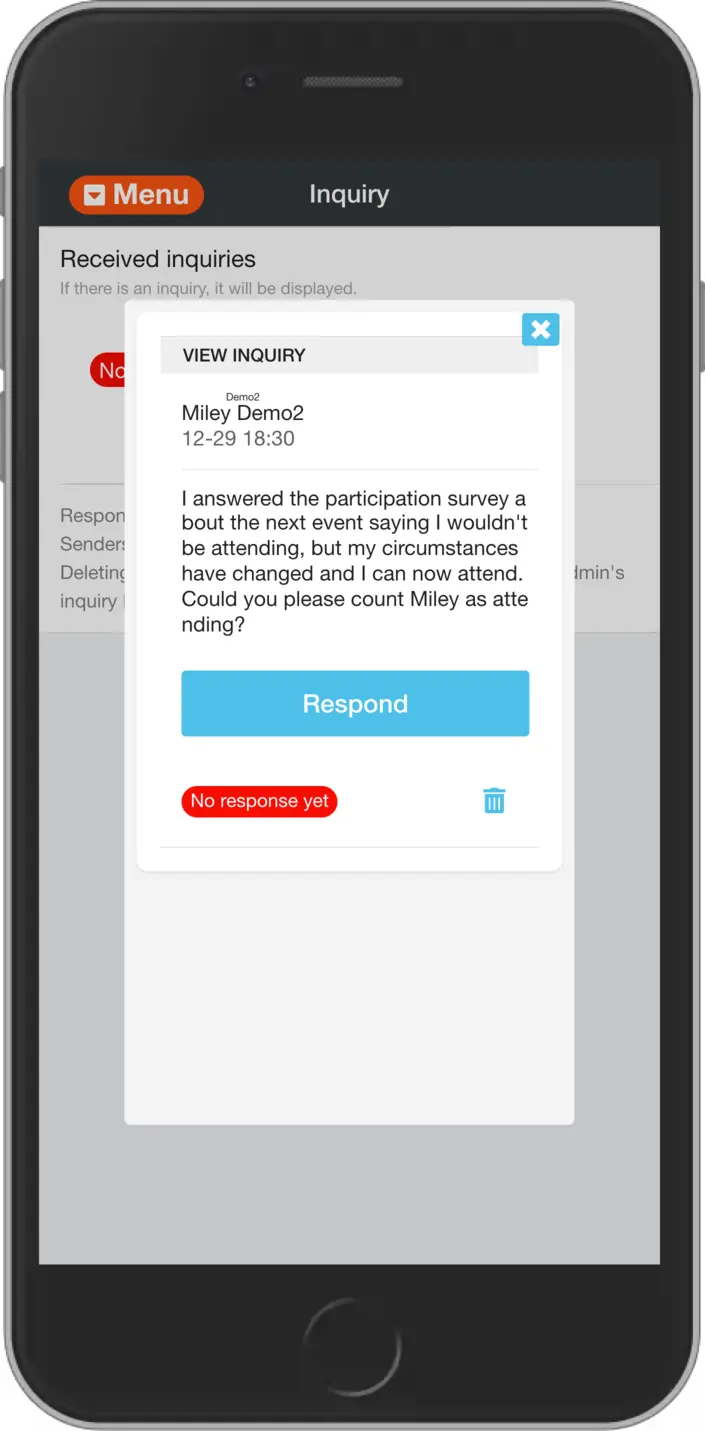 Contact Admin - View inquiry details