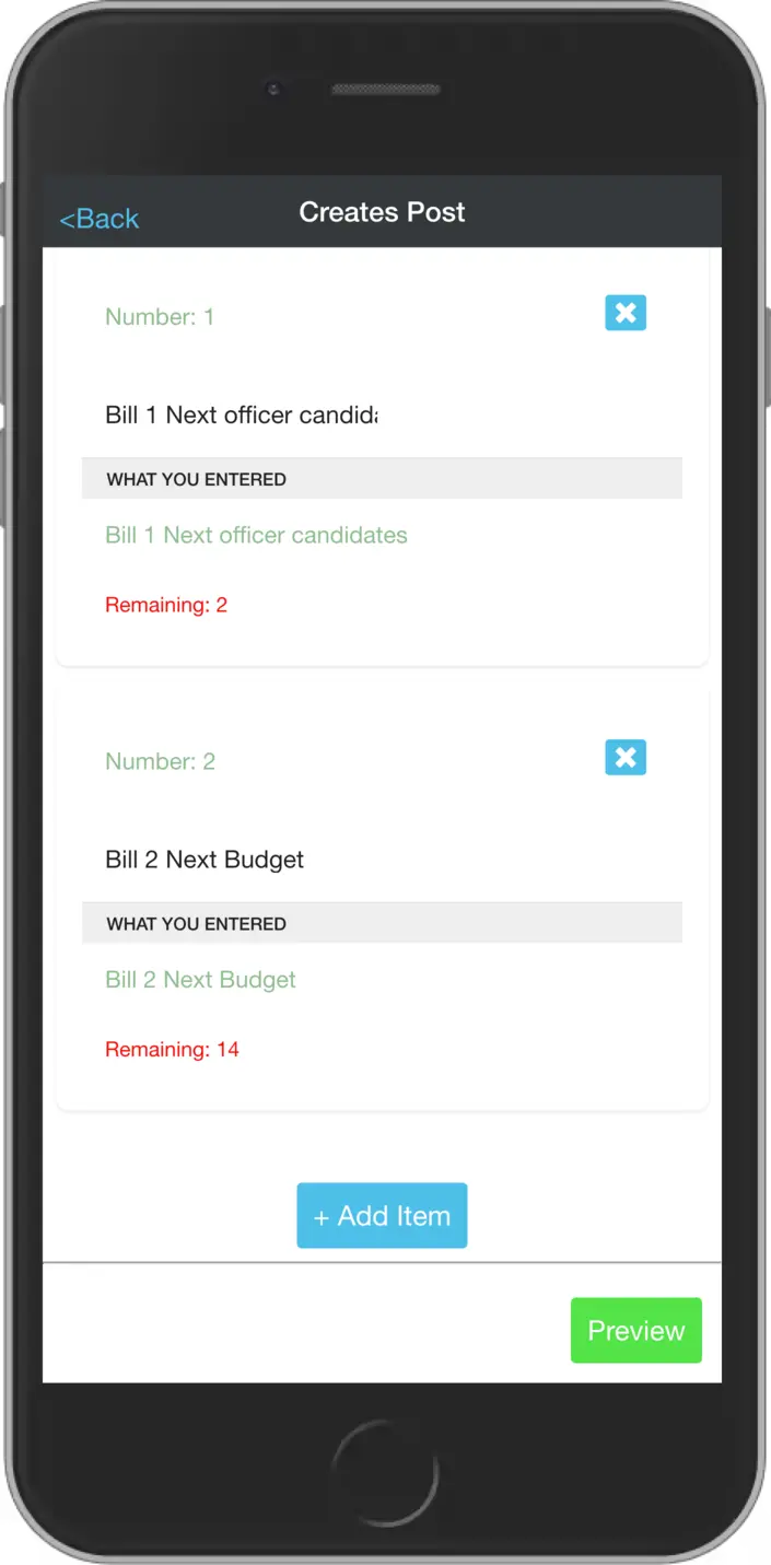 Vote create screen 2