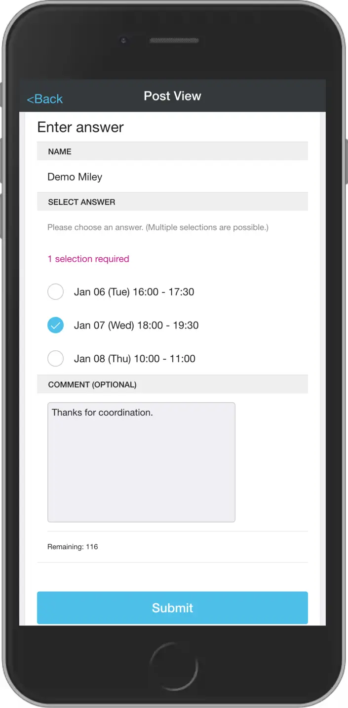 Adjust response view